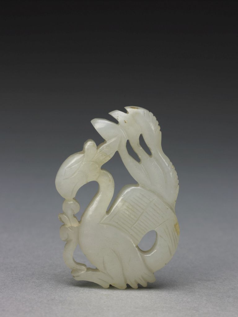 图片[1]-White jade carved phoenix pendant-China Archive